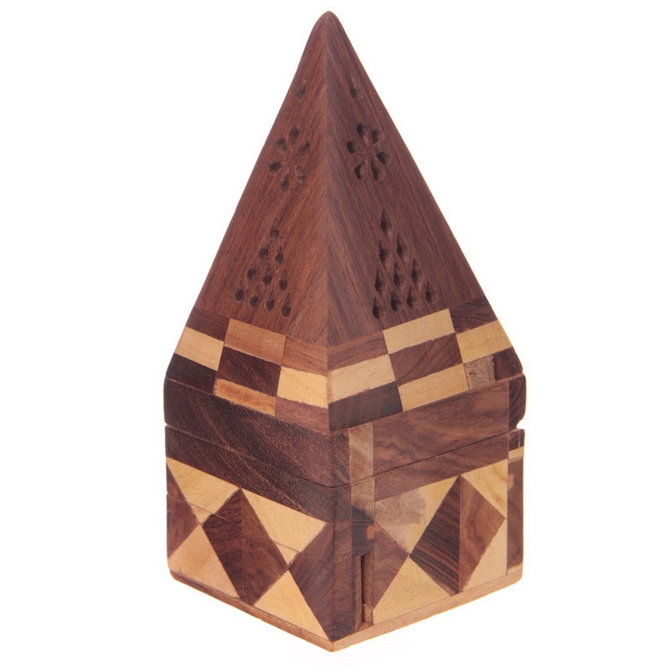 Sheesham Wood Pyramid Incense Burner Box