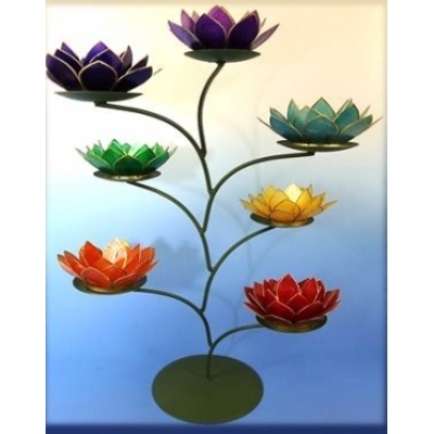 discolor Centrum øje lotus flower 7 chakra tree tealight candle holder