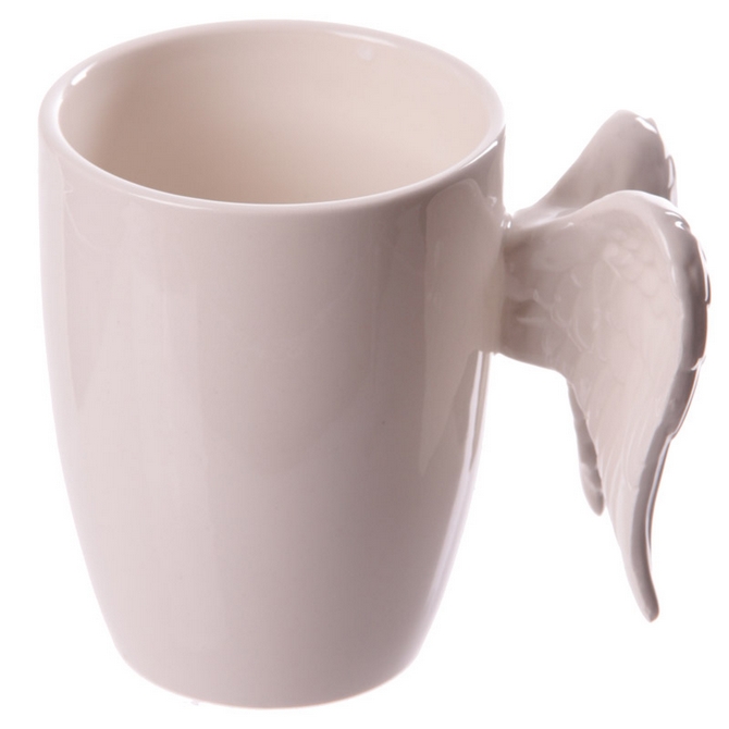 Novelty Ceramic White Angel Wings Mug-ANG140 