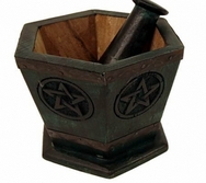 Mortar & Pestle pentagram /pentangle wood