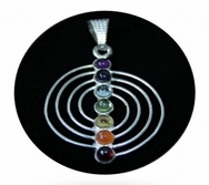 Spiral Chakra pendant 7 mineral stones silver-plated