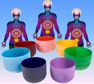 Crystal singing bowls Chakra colors SET + professional cases