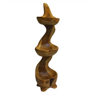 Hand Carved Java Teak Root Wooden Three Tier Bowl