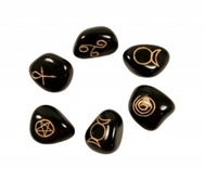 Wiccan Pagan symbol stones Black Agate Crystals SET 6