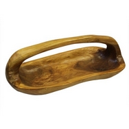 Hand Carved Java Teak Root Wooden Bowl with handle 30cm