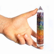 Orgonite Power Wand 15cm Copper & Chakra Gem-chips