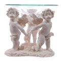 White Cherubs Holding Hands Oil Burner