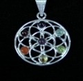 Mandala Chakra Pendant White Metal in Velvet Bag