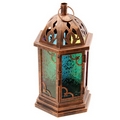 Moroccan Style Metal  Bronze Effect Embossed Glass Lantern