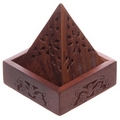 Fretwork Pyramid Sheesham Wooden incense Cone Box Holder