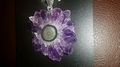 Rare Amethyst  Crystal Flower Stalactite Slice Pendant