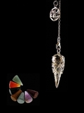 Silver plated Pentacle Pendulum - with 7 Chakra semi-precious stones