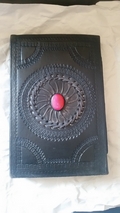 Seed Of Life Book Of Shadows Leather Journal with crystal inlay