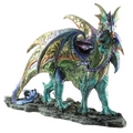 Mother Dragon Carrying Her Baby-  Fantasy Dragon Figurine