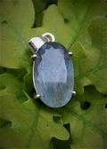 Aquamarine Sterling Silver Faceted Long Oval  Pendant