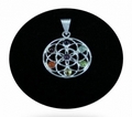 Mandala Chakra Pendant White Metal in Velvet Bag