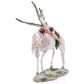 Decorative Green Woodland Fairy Resting on Unicorn