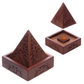 Fretwork Pyramid Sheesham Wooden incense Cone Box Holder