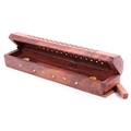 Sheesham Wood Incense Box with Brass Inlay Vine Design