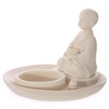 White Monk Round Incense Burner