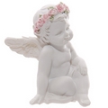 Decorative Rose Cherub Sitting Figurine