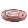 Sheesham Wood Round Ash Catcher -  Buddha Inlay