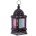 Black Intricate Glass Moroccan Style Standing Lantern