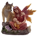 Mother of Autumn Spirit of the Forest Fairy & Wolf Figurine