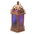 Moroccan Style Metal  Bronze Effect Embossed Glass Lantern