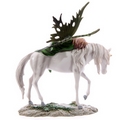 Decorative Green Woodland Fairy Resting on Unicorn