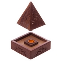 Fretwork Pyramid Sheesham Wooden incense Cone Box Holder