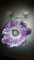 Rare Amethyst  Crystal Flower Stalactite Slice Pendant