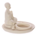 White Monk Round Incense Burner