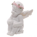 Decorative Rose Cherub Sitting Figurine