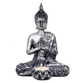 Silver Thai Sitting Buddha  Candleholder Figurine