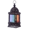 Black Intricate Glass Moroccan Style Standing Lantern