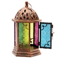 Moroccan Style Metal  Bronze Effect Embossed Glass Lantern