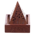 Fretwork Pyramid Sheesham Wooden incense Cone Box Holder