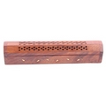 Sheesham Wood Incense Box with Brass Inlay Vine Design
