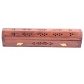 Sheesham Wood Incense Box with Brass Inlay Elephants