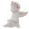 Decorative Rose Cherub Sitting Figurine