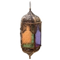 Pointed Glass Moroccan Style Metal Hanging Lantern