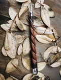 Twisted Spiral Wooden Wand with Powerful Quartz Crystal Ball & Crystal Point