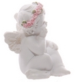 Decorative Rose Cherub Sitting Figurine